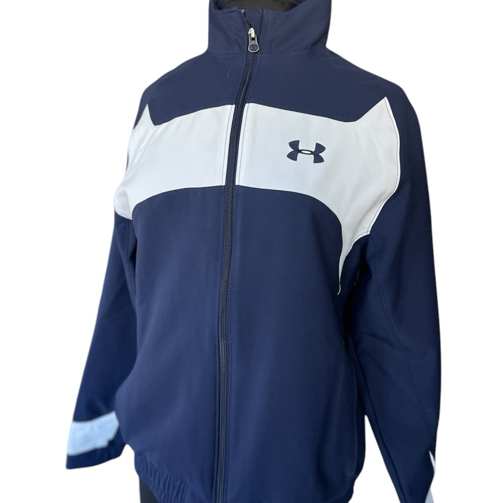 Under Armour Blue and White Performance Jacket with Color-Block Design - Picture 1 of 5